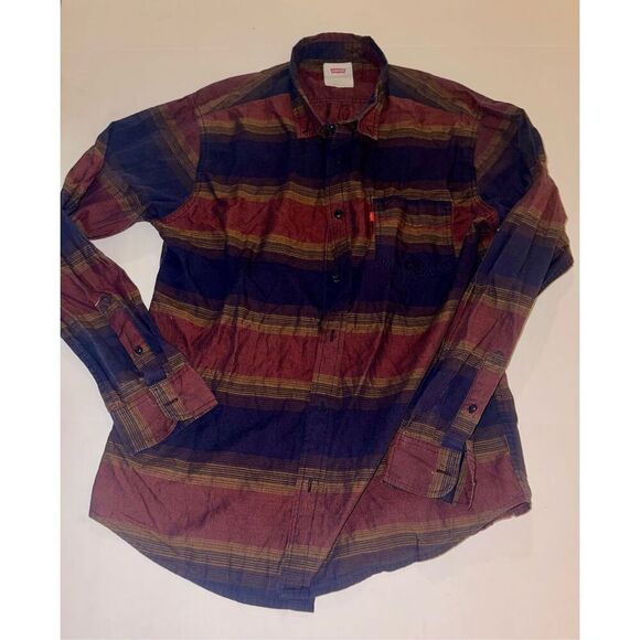 Levi's Shirt L Red Blue Button Up Long Sleeve  Red Tab Western A21‎ - Picture 1 of 6
